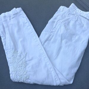 Cute white relaxed chinos with embroidery from Anthropologie- size 28.